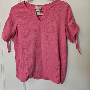 Elegant Pink Eyelet Blouse